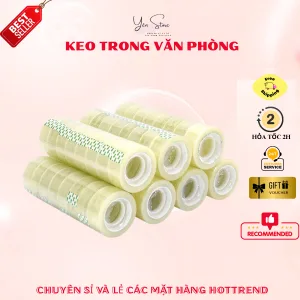 Sỉ Lốc 12 Cuộn Keo Trong Nhỏ Bản 1.2 CM, Băng Keo Văn Phòng Loại Nhỏ Siêu Dai, Siêu Dính